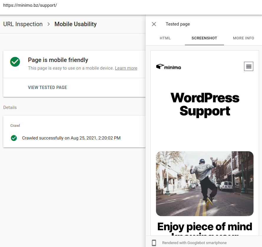 Google Search Console, Usability results