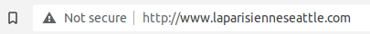 1st mistake, you don't have an SSL certificate screenshot of a website without an SSL certificate, showing Not secure by the web browser.
