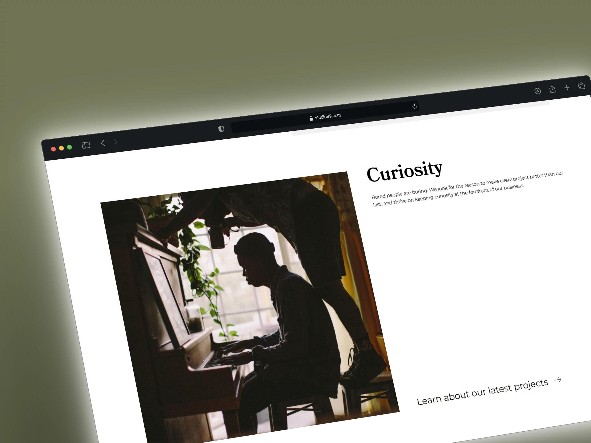 studio89 website mockup