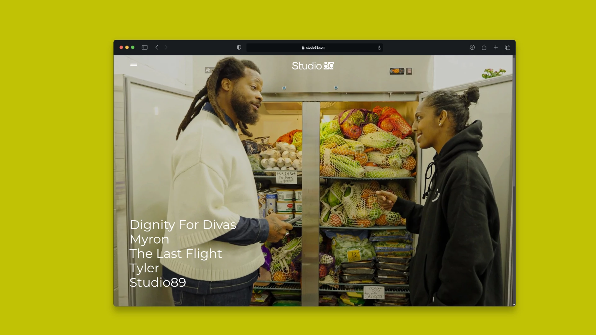 Studio89 website homepage mockup