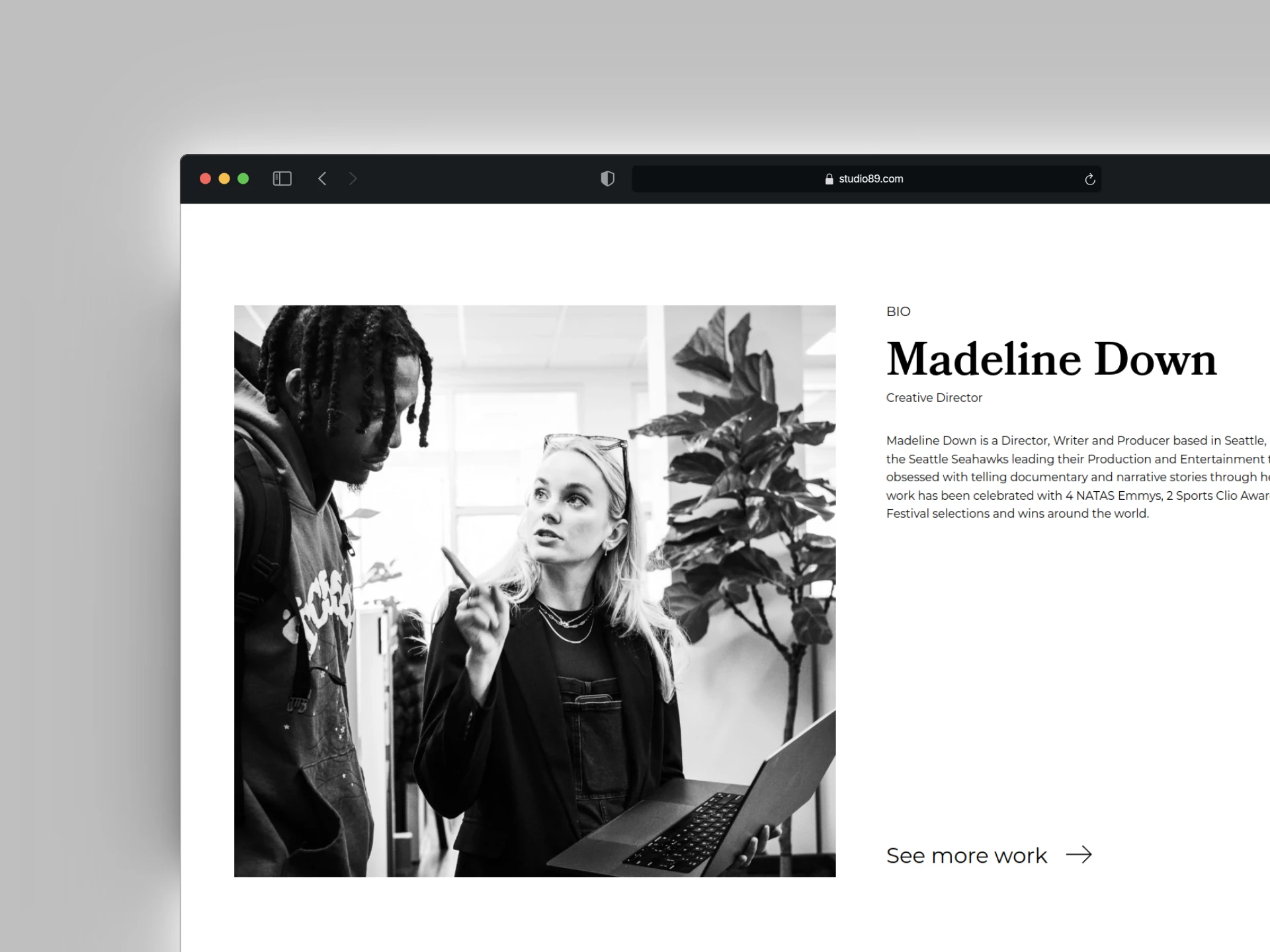 Studio89 website mockup