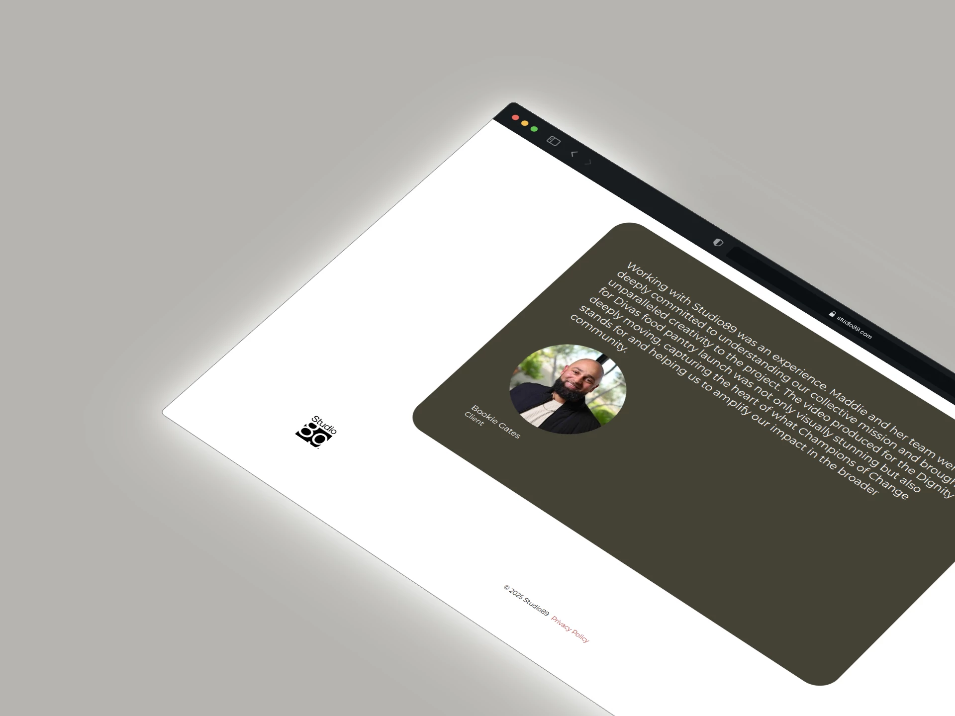 Studio89 website mockup