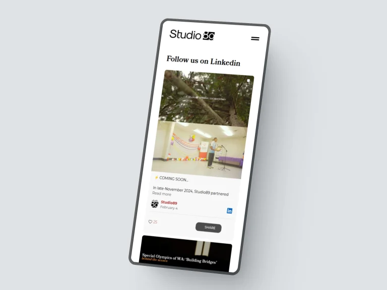 studio89 mobile website mockup