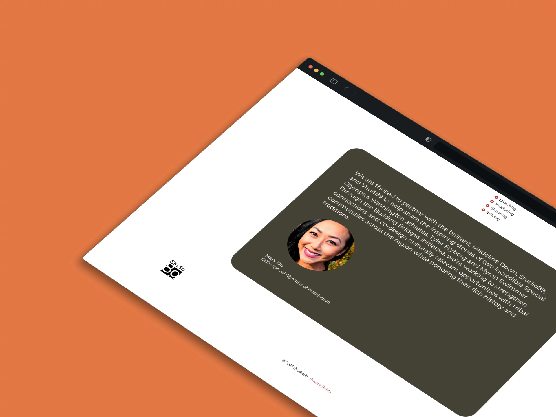 Studio89 website mockup
