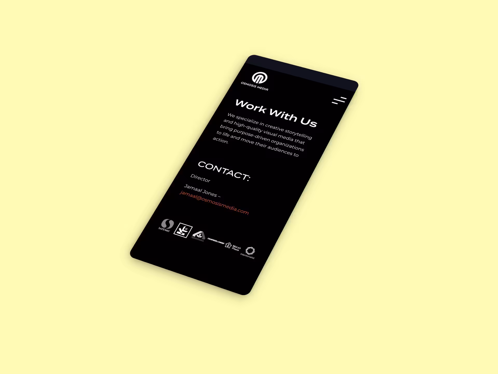 Osmosis Media website on a mobile device