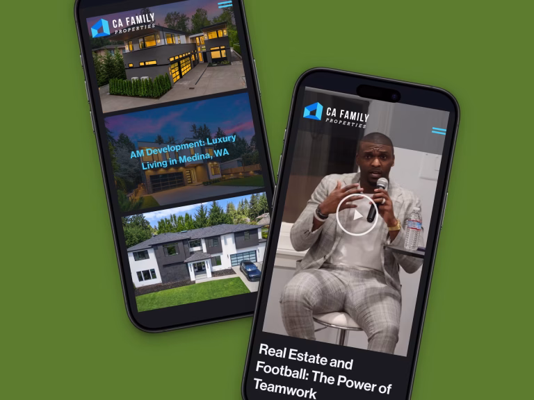 mobile mockups for Cliff Avril’s Family Properties