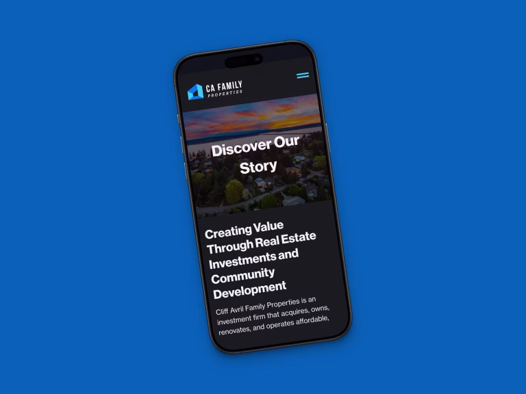 mobile mockup for Cliff Avril’s Family Properties