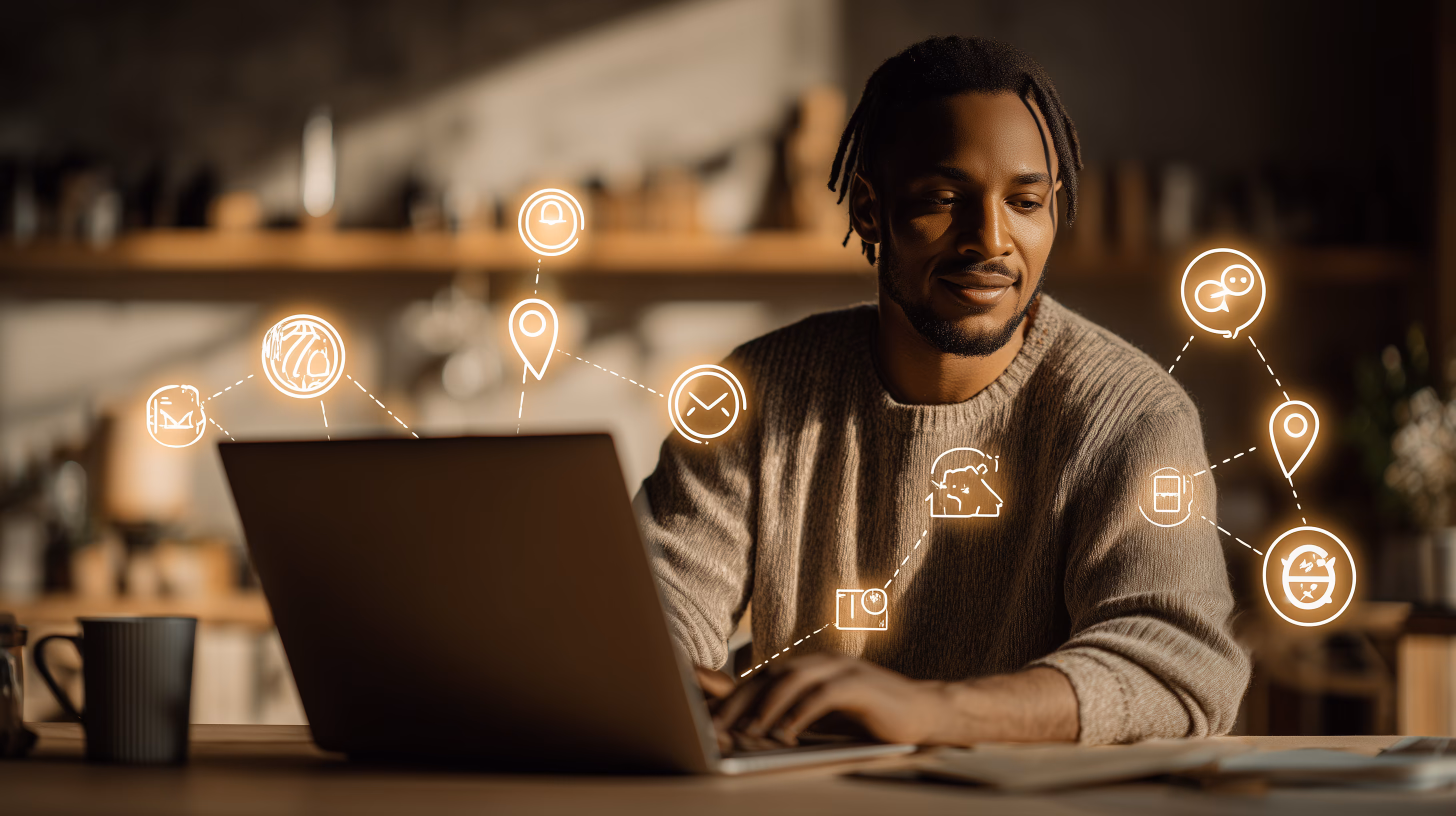 image of a latino small business owner working on a laptop
