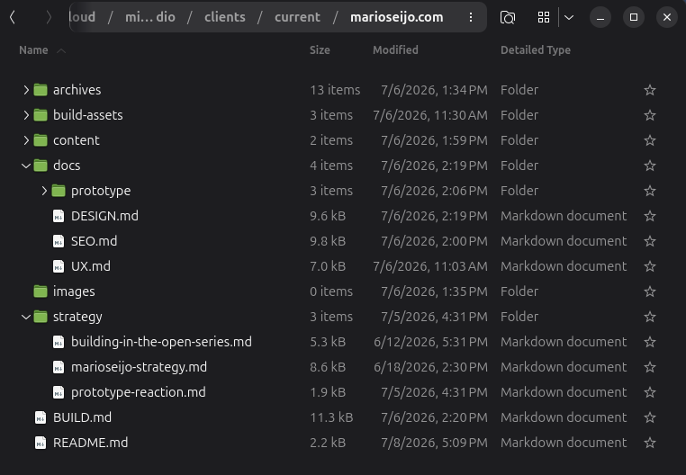 a folder view of markdown files